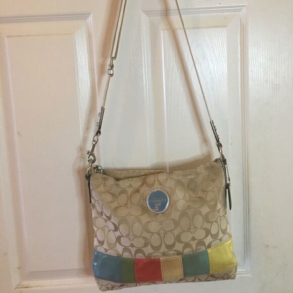 Coach crossbody khaki signature multi color trim - Picture 2 of 13